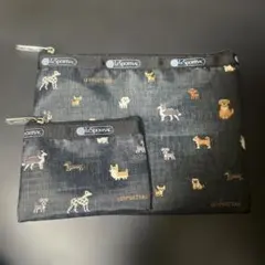 BAILA ４月号付録　LESPORTSAC ワンコ柄ポーチ2点セット ネイビー