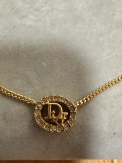 た*や様 Dior ロゴ ネックレス 金メッキ ストーン付き