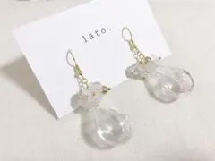 N°6 しゃぼん玉　ピアス　ハンドメイド　涼しげ　ちゅるん　水入り