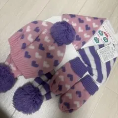 ハート柄3点セット（帽子・手袋・マフラー）　新品