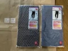 90cm 新品 未使用 ヒートテック タイツ 2枚セット グレー 水玉 ブルー