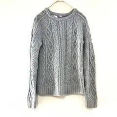 子供服（130）ギャップ　ケーブルセーター　ニット　コットン　グレー　丸首