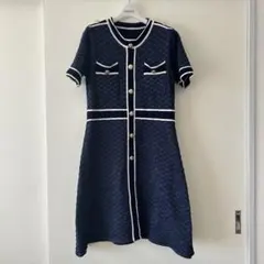 ネイビー 半袖 ワンピース 結婚式 披露宴 卒業式 入学式 パーティ