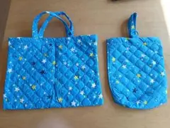 入園入学セット、星柄、レッスンバックとシューズケース