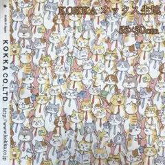 KOKKA コッカ　オックス生地　ネコ柄　ピンクベージュ　約55×50cm