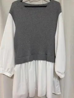 〈美品未使用〉GLOBAL WORK布帛ドッキングベスト7分袖