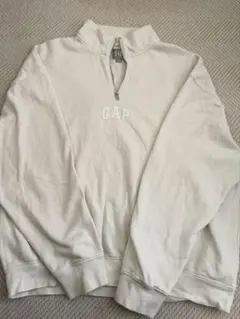 GAP ホワイト ジップアップ スウェット - メルカリ