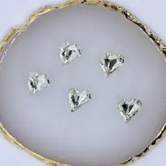 ハート クリスタルネイルパーツ大5個セット