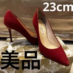 赤 スエード ハイヒール ポインテッドトゥのサムネイル