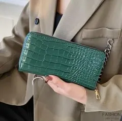 クロコダイル風　長財布 型押し ラウンド型 メンズ レディース　ユニセックス