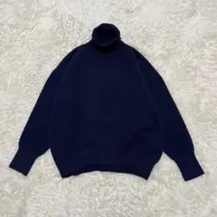 【美品】ベネトン タートルネック ニット セーター 長袖 ネイビー S