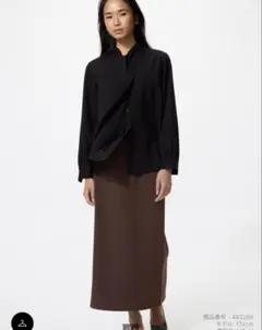 UNIQLO クレープジャージーナロースカート ブラウンのサムネイル