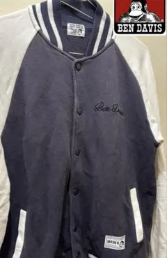 BEN DAVIS ベンデイビス スタジャン L ネイビー　ロゴ入りスウェット