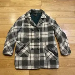 80sビンテージ！チェックツイードPコート