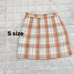 新品 JK制服 チェック柄プリーツスカート アジャスター付 オレンジ 青 Sのサムネイル