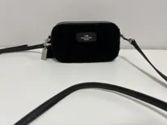 美品 コーチ フェイクムートン ショルダーバッグ ブラック シボレザー 