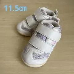 【asics】ベビーシューズ 花柄 ホワイト11.5㎝