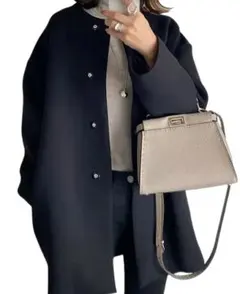 ノーカラーコート　Мサイズ　ブラック　黒　シンプル　エレガント