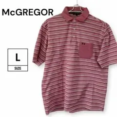 【美品】McGREGOR 半袖ポロシャツ 綿ポリ ボーダー L ユニセックスのサムネイル