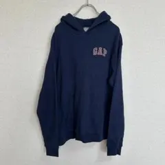 GAP ギャップ ワッフル サーマル パーカー XS ネイビー アーチロゴ刺繍のサムネイル