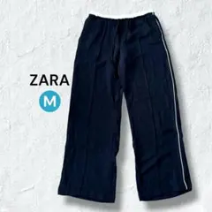 ザラ サイドライン ウエストゴムパンツ M ブラック 美シルエット仕様