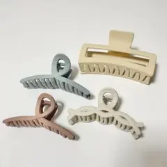 まとめ売り　4色セット 韓国風ヘアクリップ　大きめバンスクリップ