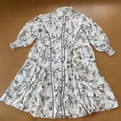 ジーナシス F 長袖 ロングワンピース 花柄 ゆったり