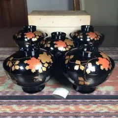 山久漆工 『Kasane』　越前福井漆器　蓋付お椀　5客