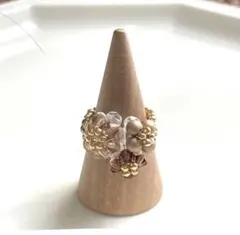 no.819 ビーズの指輪 ビーズリング　ハンドメイド