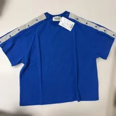 ペアマノンストリート　Tシャツ 100cm おしゃれ ブルー　ショルダースナップ