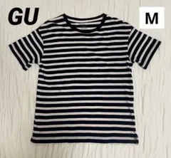 GU クルーネックTシャツ ボーダー　ネイビー×白　Mサイズのサムネイル