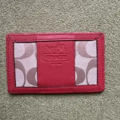 COACH 赤、オレンジより　カードケース IDポケット付き