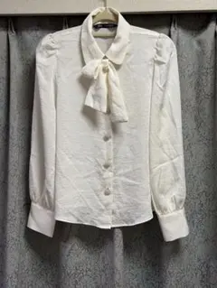 ZARA ブラウス シャツ パール 白 ホワイト リボン