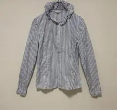 【B品】ZUCCA フリル付きストライプシャツのサムネイル