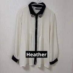 Heather パール装飾 襟付き 長袖ブラウスのサムネイル