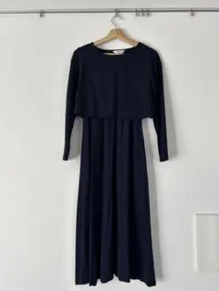 Konny ネイビー 産前産後　マタニティ授乳ワンピース S