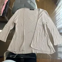 アイボリー リブ編み カーディガン