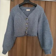 【値下げ不可】RESEXXY ショートニットカーディガン ブルー フリーサイズ