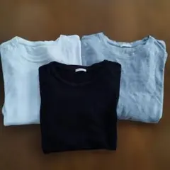 GU長袖Tシャツ 3枚セット Ｍホワイト グレー Sブラック