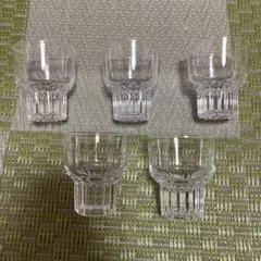 ガラス製お猪口 5個セット 昭和レトロ 高台 ガラス 猪口 盃 杯 ぐい呑