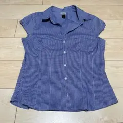 H&M 半袖シャツ ギンガムチェック ブルー EUR42のサムネイル