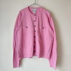 erik stewart 【M】ピンク カーディガン 銀ボタン 綿100%