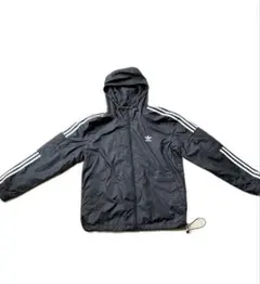 adidas フード付きナイロンジャケット ブラック