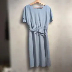UNTITLED 半袖ロングワンピース ライトブルー 2号　ベルト付き