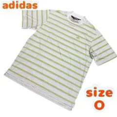 【美品】アディダス　メンズ　半袖モックネックシャツ　ボーダー　さらさら　ゴルフ