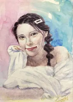 藤井勉、少女、希少画集画、新品高級額、額装付、状態良好、油彩 人物