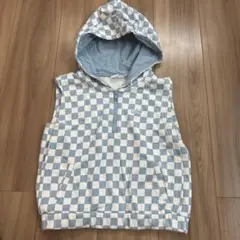GAP Kids チェック柄フードベスト ノースリーブパーカー　Lサイズ