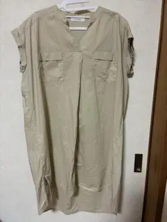 【BACK NUMBER】半袖 ロングシャツ ベージュ 前開き シャツワンピ F
