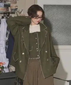loin nuit テーラードジャケット ジャケット カーキ 緑