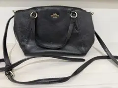 coach コーチ黒 レザー ショルダーバッグ ジッパー付き　ファスナー破損